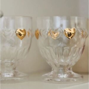 ❤️ Anthropologie Goblets with Gold Hearts set of 4 | NIB